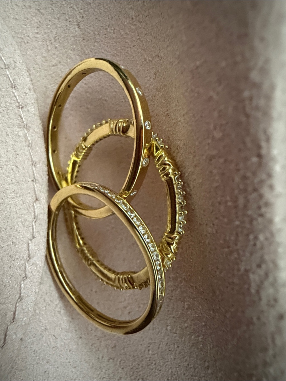 BaubleBar Gold Crystal-Accent Stackable Ring Set size 8